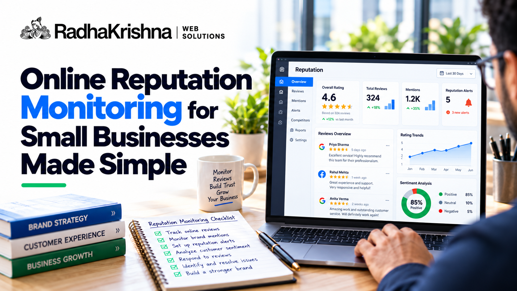 Online Reputation Monitoring for Small Businesses Made Simple - RadhaKrishna Web Solutions article cover