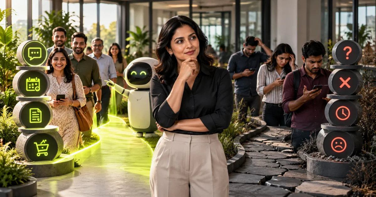 Editorial illustration: AI Chatbot for Business Website India: When It Helps and When It Hurts
