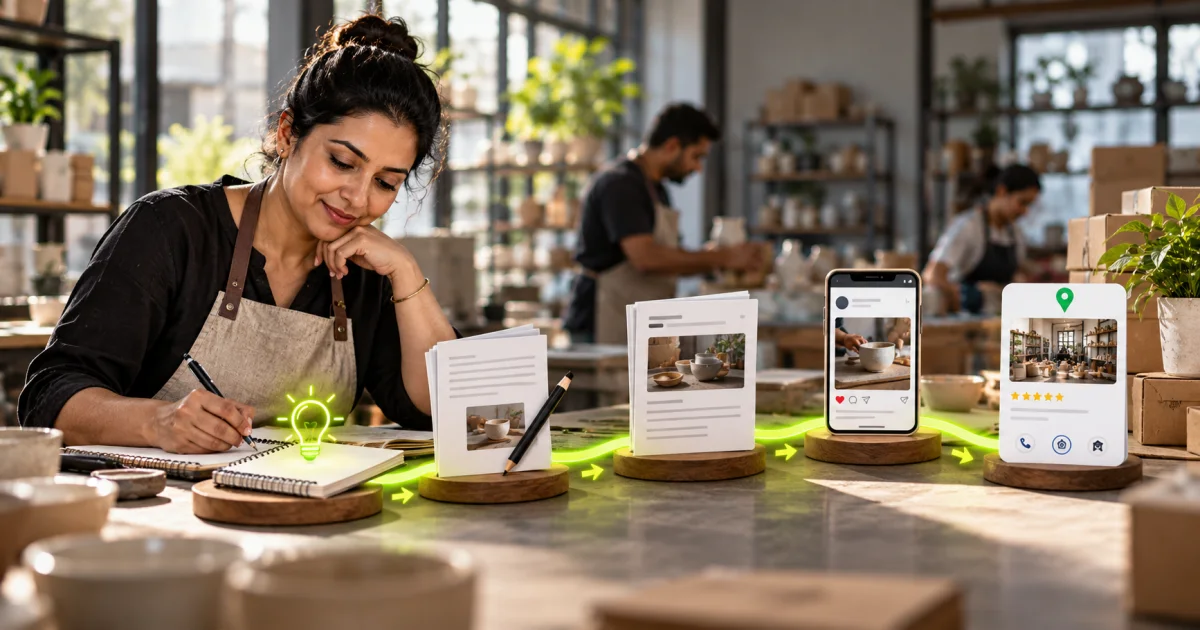 Editorial illustration: A Practical AI-Assisted Content Workflow for Small Businesses