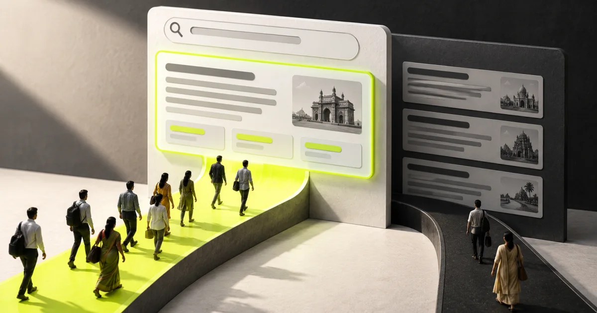 Editorial illustration: AI Overviews Impact on SEO: What Indian Businesses Should Do