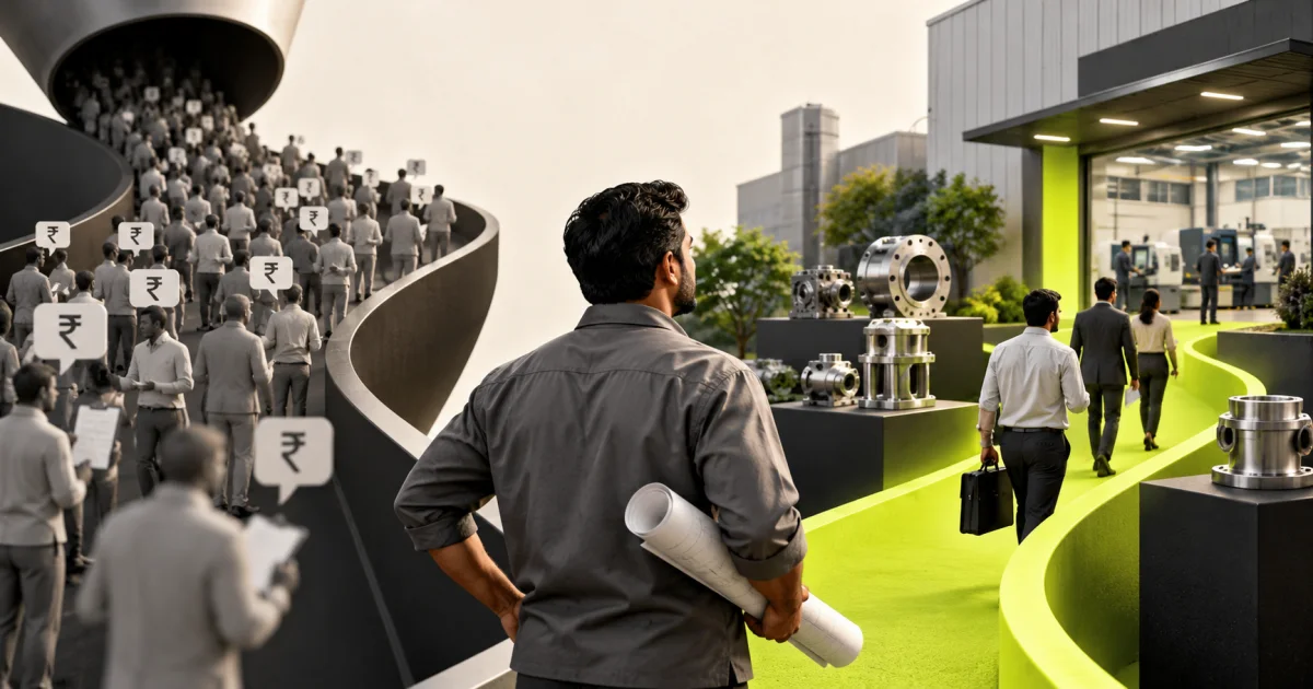 Editorial illustration: B2B Lead Generation for Manufacturers India: Beyond IndiaMART
