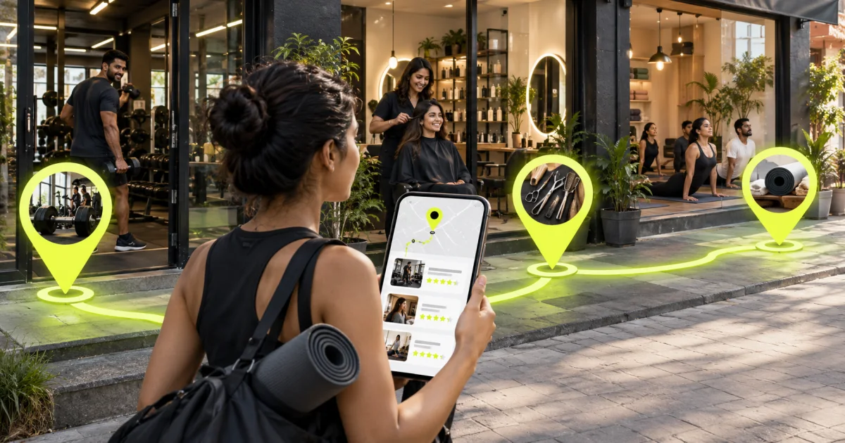 Editorial illustration: Digital Marketing for Gyms, Salons and Local Studios