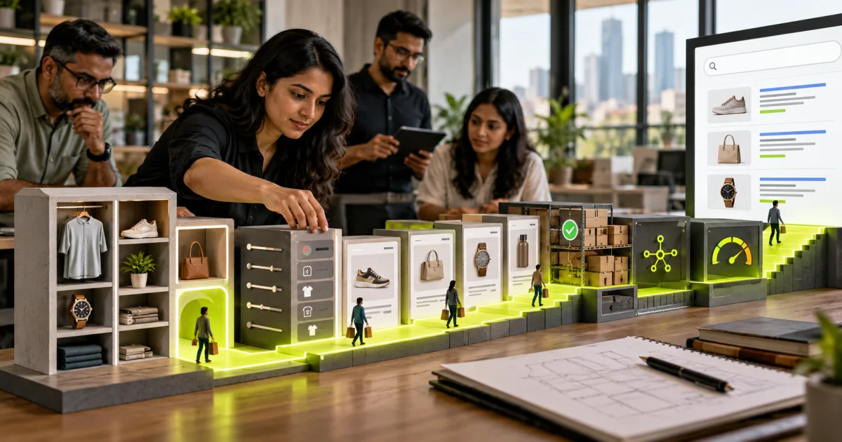 Editorial illustration: Ecommerce SEO in India: Getting Product Pages Found