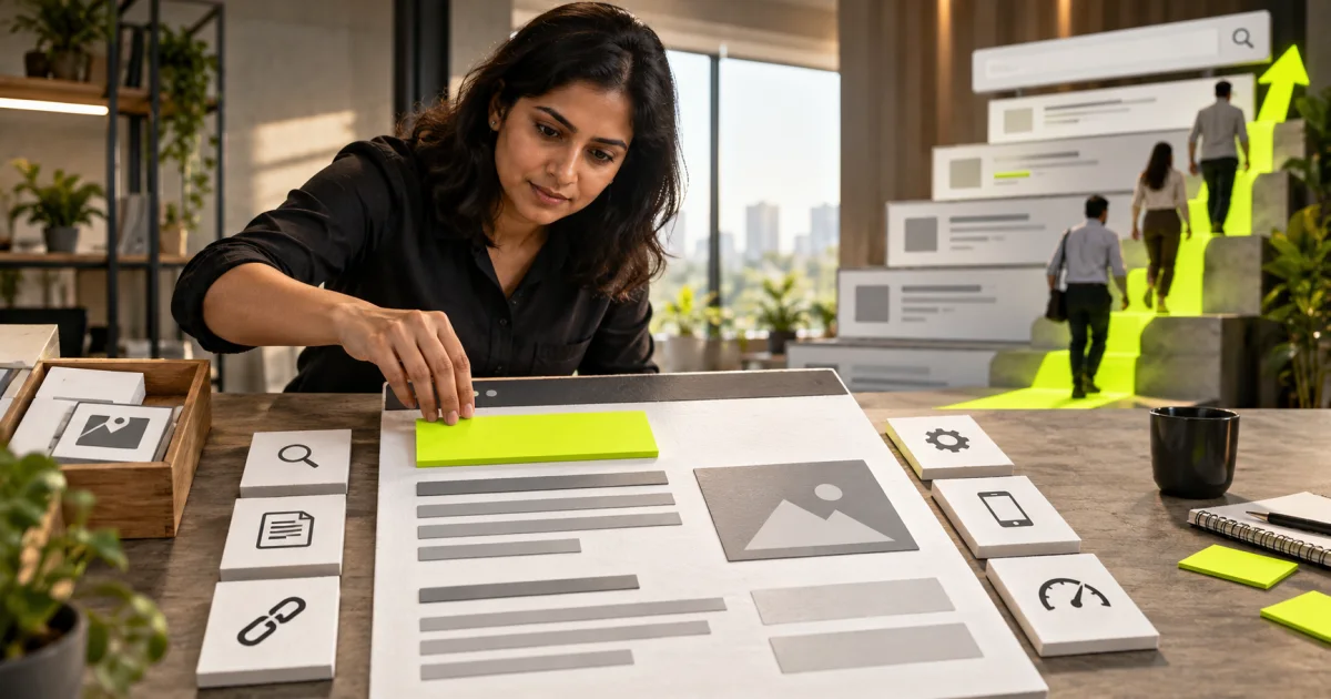 Editorial illustration: On-Page SEO Checklist for 2026: What Actually Moves Rankings