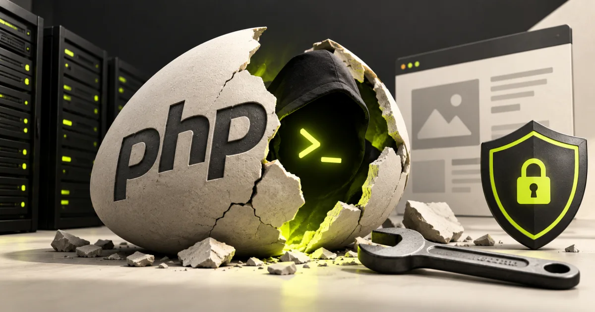 Editorial illustration: PHP2Shell Vulnerabilities 2026: Risks, Versions & Fixes