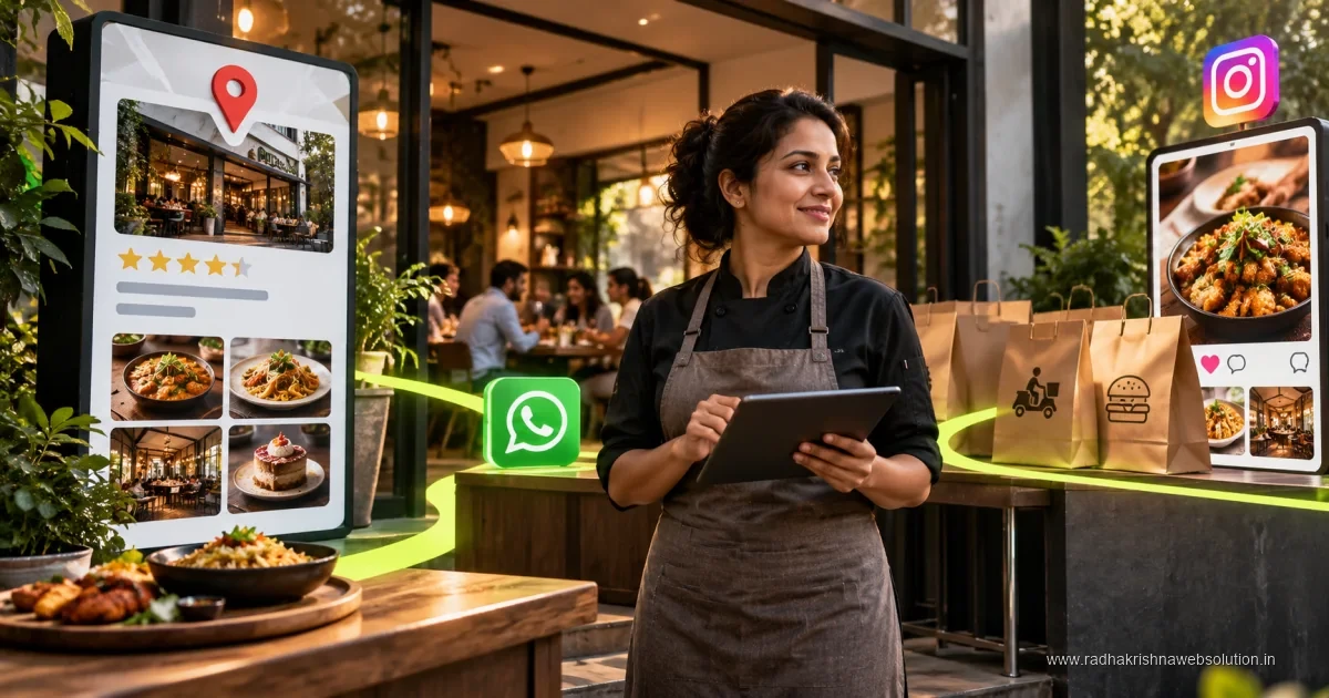 Editorial illustration: Restaurant Digital Marketing India: A Practical Guide for Cafes and Restaurants