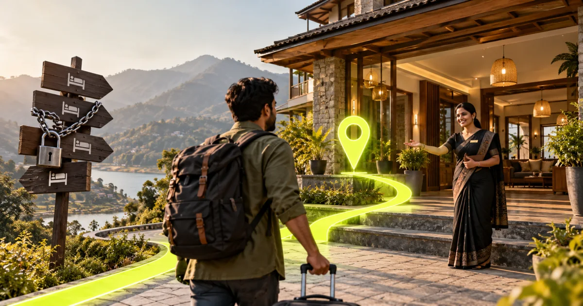 Editorial illustration: SEO for Hotels, Homestays & Resorts in India: Get More Direct Bookings