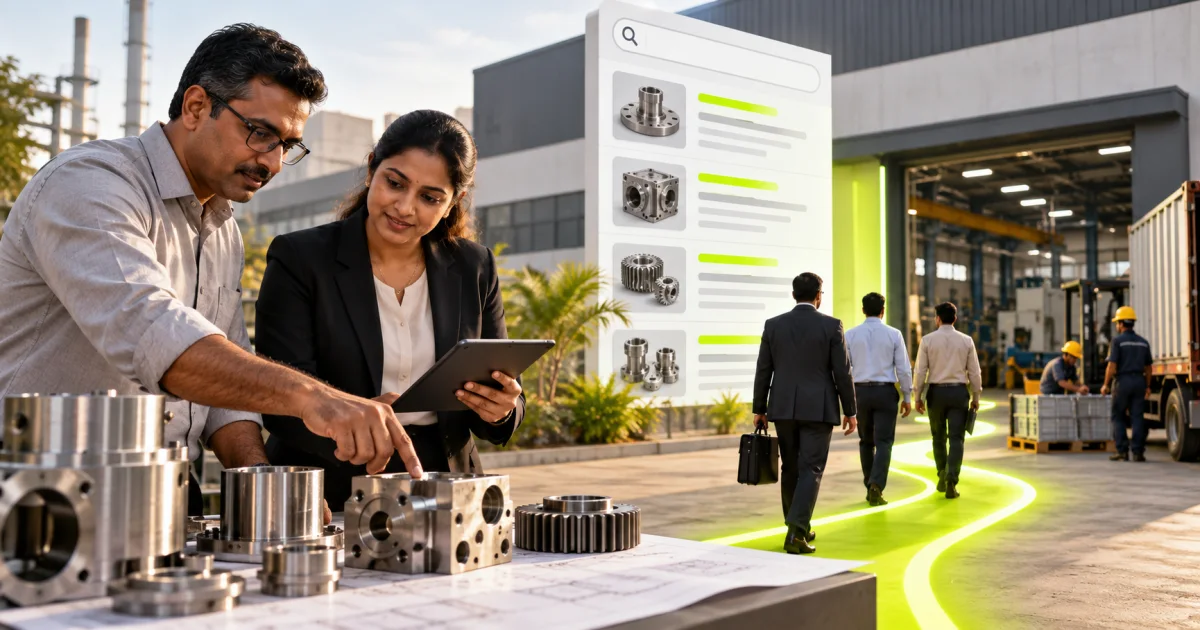 Editorial illustration: SEO for Manufacturers and Industrial SMEs in India: A Practical Guide