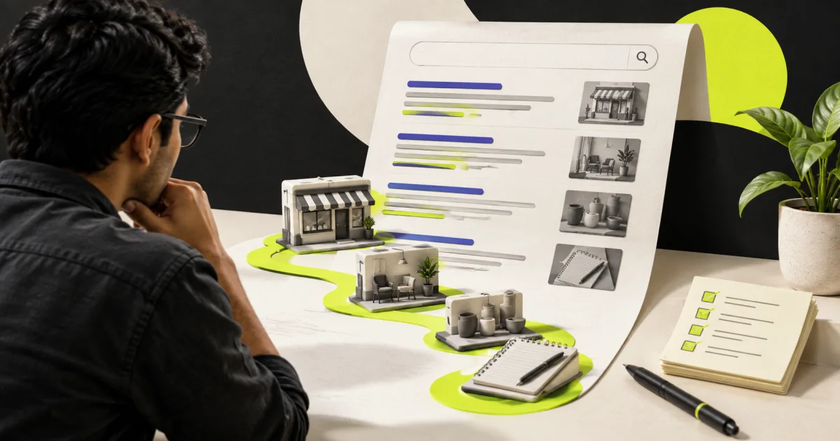 Editorial illustration: SERP Analysis for Small Business: Read Google Before You Write