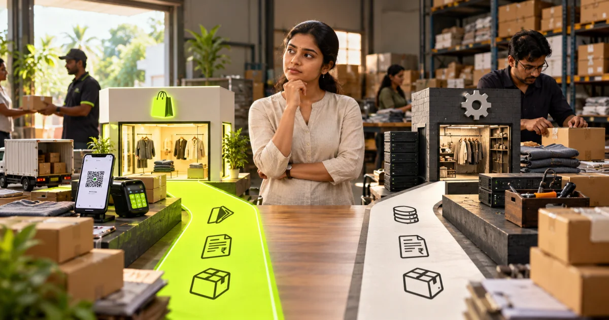 Editorial illustration: Shopify vs WooCommerce India: The Honest Comparison for Store Owners