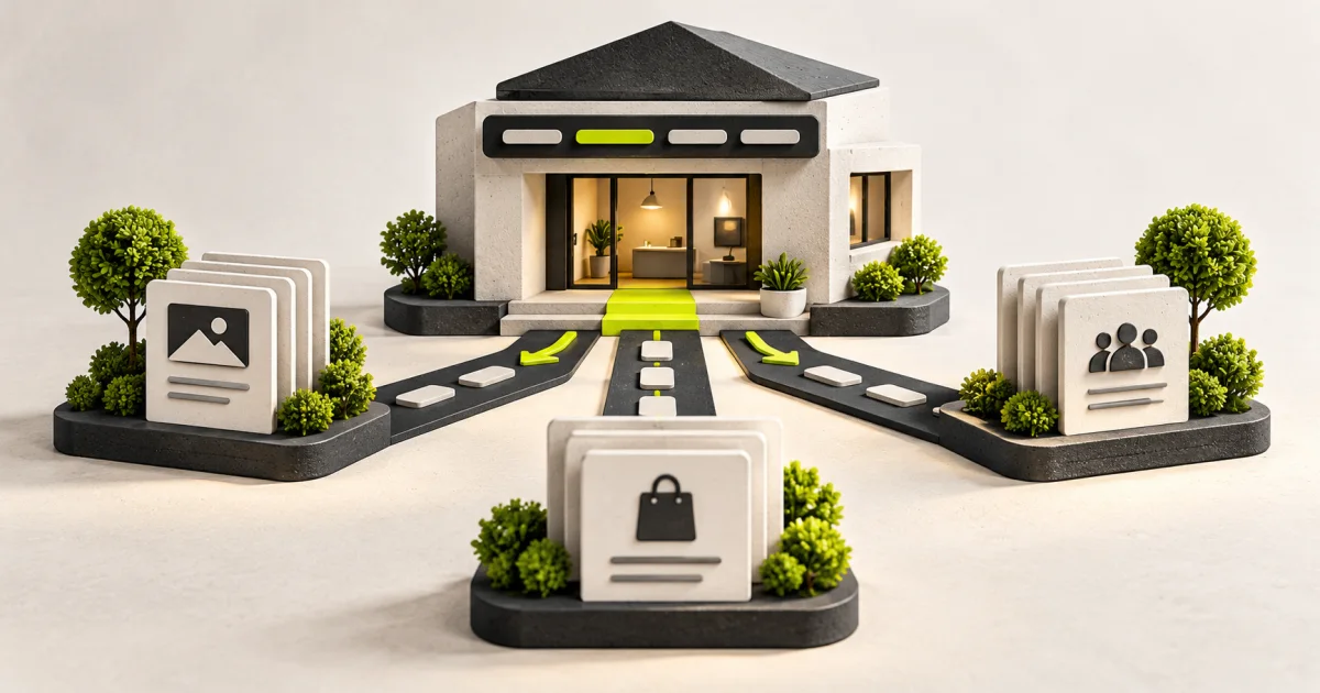 Editorial illustration: Site Architecture for Small Websites: URLs, Menus and Silos