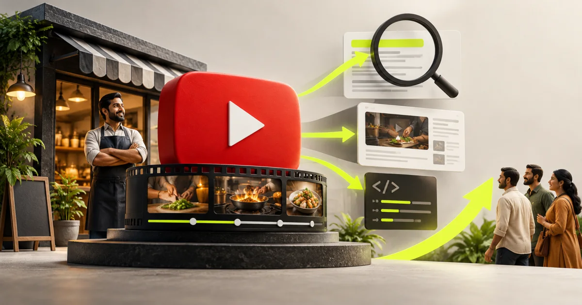 Editorial illustration: Video SEO Guide: YouTube Rankings, Embeds and Chapters for SMBs