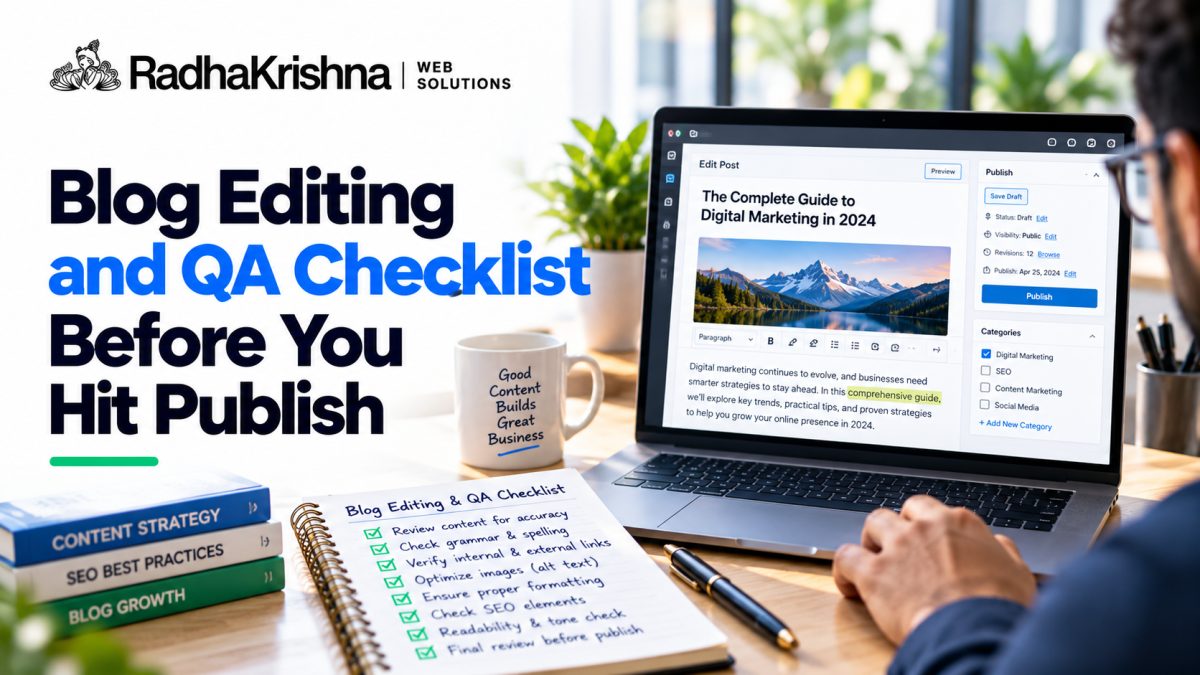 Blog Editing and QA Checklist Before You Hit Publish - RadhaKrishna Web Solutions article cover