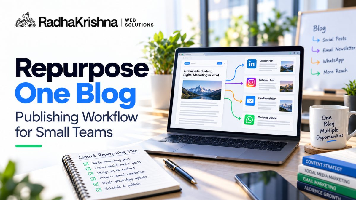 Repurpose One Blog: Publishing Workflow for Small Teams - RadhaKrishna Web Solutions article cover