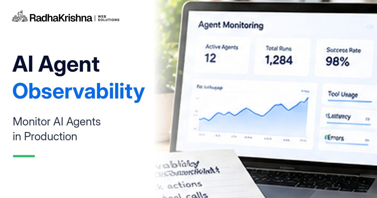 AI Agent Observability: How to Monitor AI Agents in Production – RadhaKrishna Web Solutions branded article cover