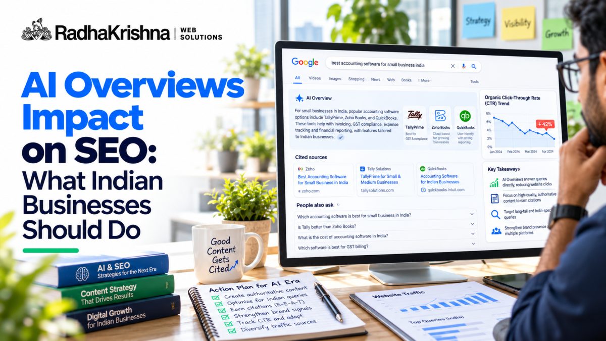 AI Overviews Impact on SEO: What Indian Businesses Should Do - RadhaKrishna Web Solutions article cover