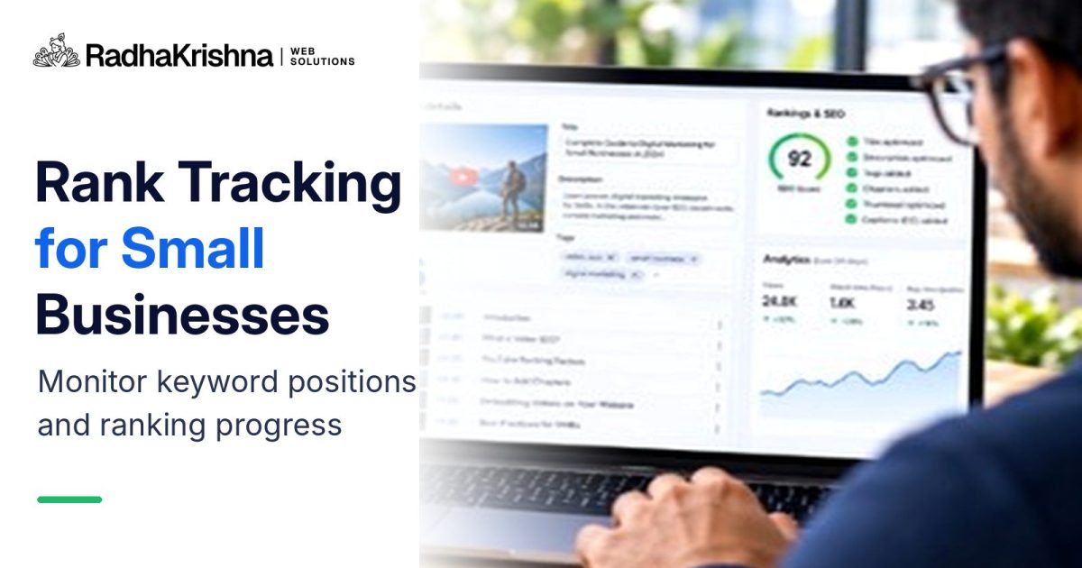Rank Tracking Setup for Small Businesses Made Simple – RadhaKrishna Web Solutions branded article cover