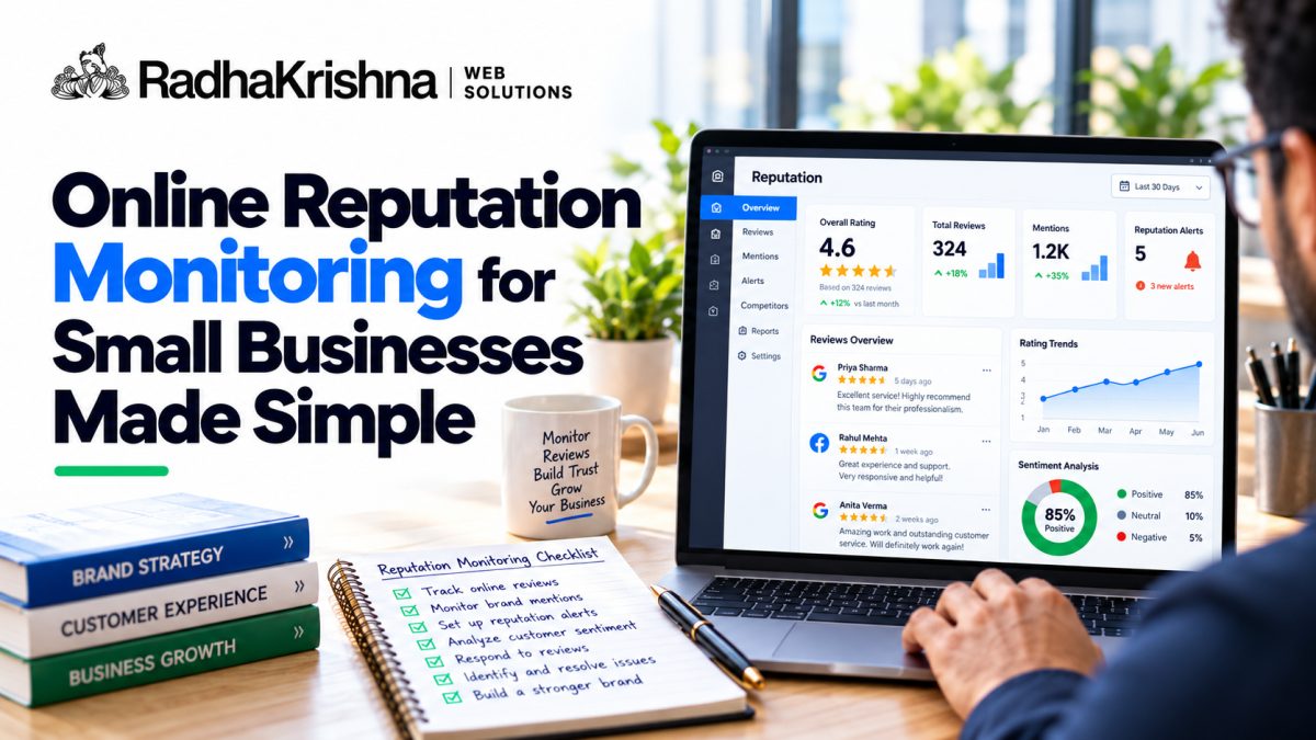 Online Reputation Monitoring for Small Businesses Made Simple - RadhaKrishna Web Solutions article cover