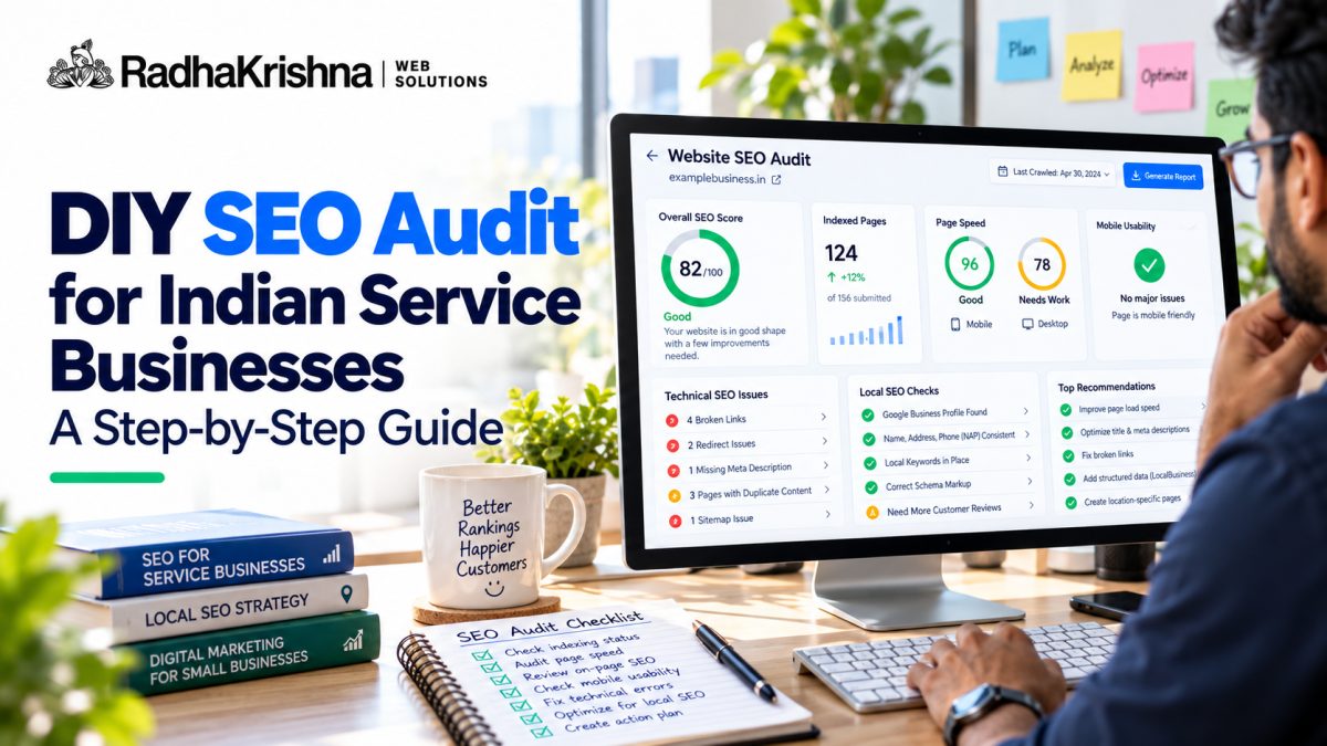 DIY SEO Audit for Indian Service Businesses: A Step-by-Step Guide - RadhaKrishna Web Solutions article cover