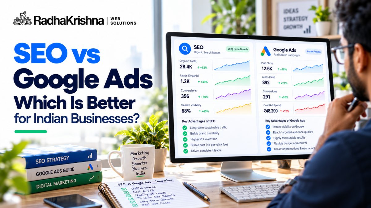 SEO vs Google Ads: Which Is Better for Indian Businesses? - RadhaKrishna Web Solutions article cover
